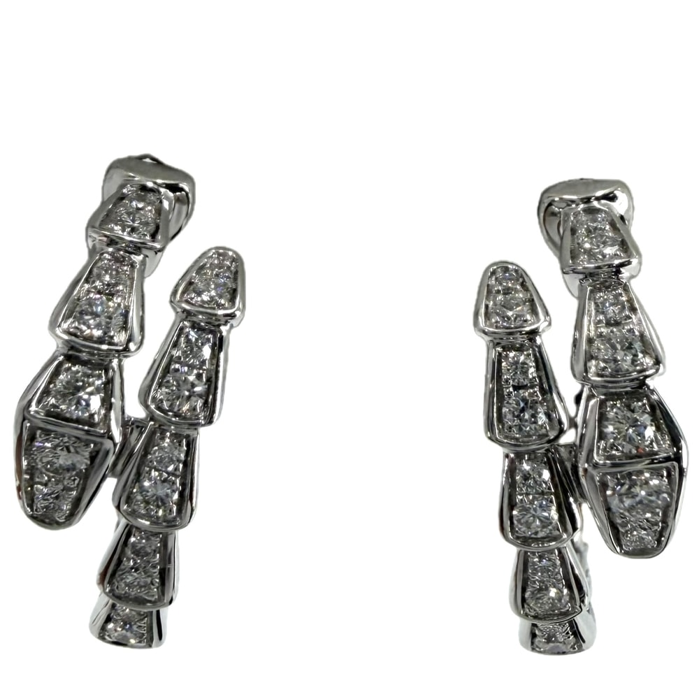 BVLGARI ブルガリ ピアス セルペンティ ヴァイパー アクセサリー ジュエリー 18金WG Au750 K18ホワイトゴールド ダイヤモンド レディース 約8.2g 美品【中古品】
