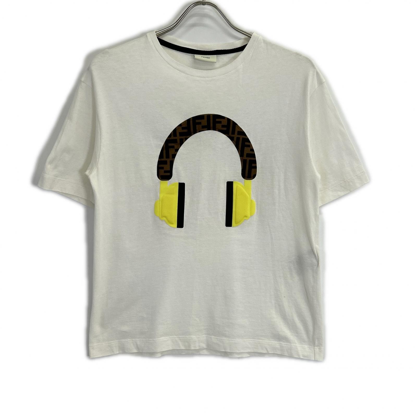 フェンディ JUI010 ホワイト ズッカ ヘッドホンデザイン Tシャツ 12+