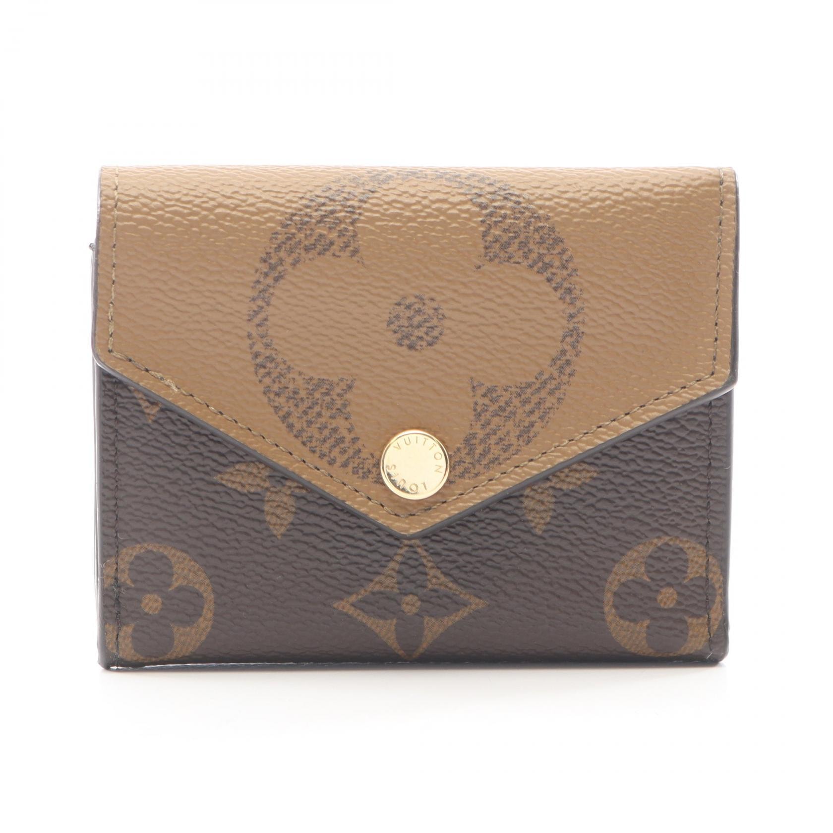 ルイ・ヴィトン LOUIS VUITTON ポルトフォイユ ゾエ 三つ折り財布 財布 PVCコーティングキャンバス モノグラム・ジャイアントリバース ベージュ レディース ブラウン系 / ベージュ系 M80725 【中古】