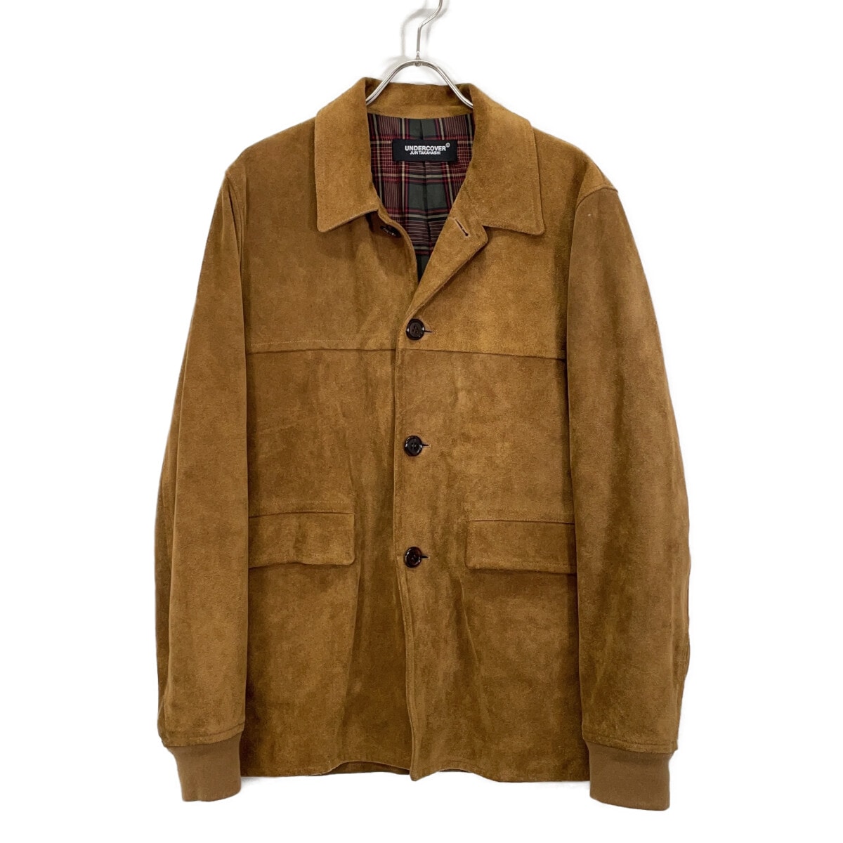 アンダーカバー 21SS UC1A4205 ブラウン チェックライニング カーフスエードレザージャケット 3