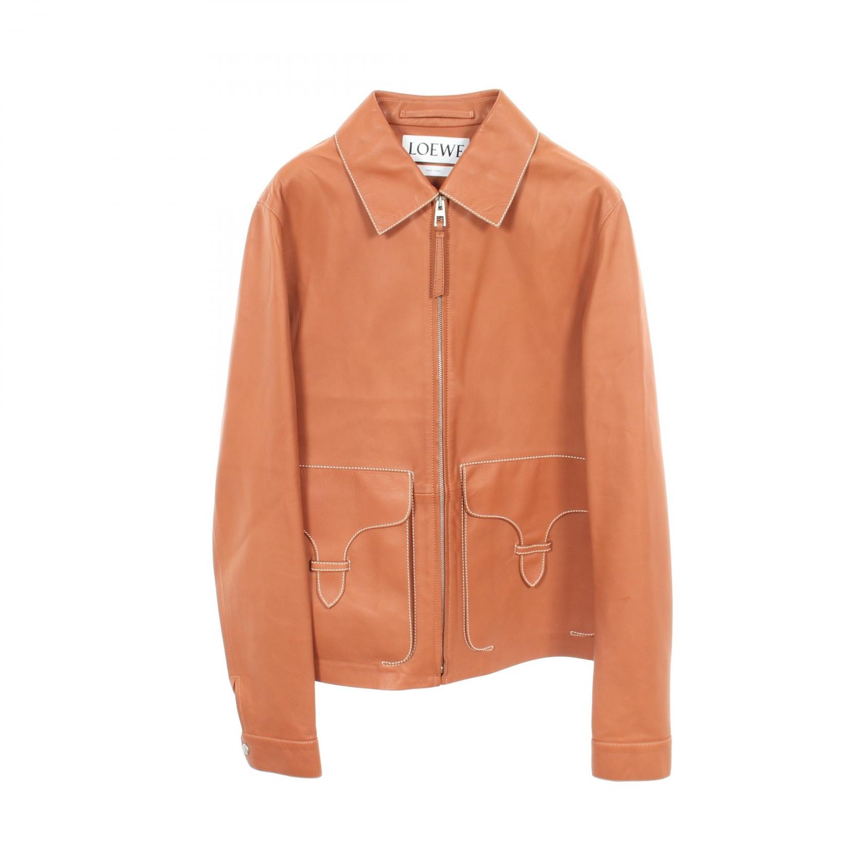 ロエベ LOEWE 革ジャン 衣料品 アウター レザー レディース ブラウン系 【中古】