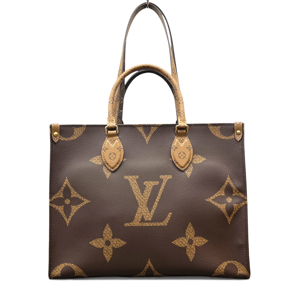 LOUIS VUITTON 展示品級 ルイヴィトン オンザゴーMM モノグラム ジャイアント 2way トートバッグ M45039 PVC レザー FL4189 ブラウン ハンドバッグ ショルダーバッグ LV ヴィトン SAランク 中古 鑑定済 ヴィトンバッグ