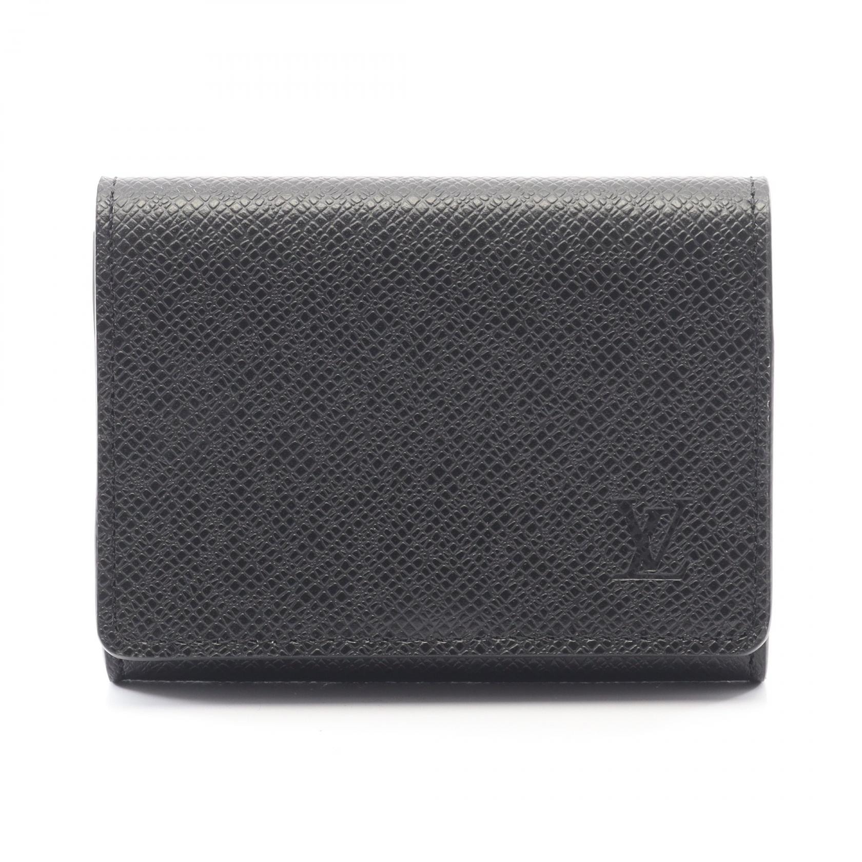 ルイ・ヴィトン LOUIS VUITTON アンヴェロップ カルト ドゥ ヴィジット NM カードケース アクセサリー レザー タイガ ノワール メンズ ブラック系 M64595 【中古】
