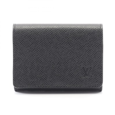 ルイ・ヴィトン LOUIS VUITTON アンヴェロップ カルト ドゥ ヴィジット NM カードケース アクセサリー レザー タイガ ノワール メンズ ブラック系 M64595 【中古】