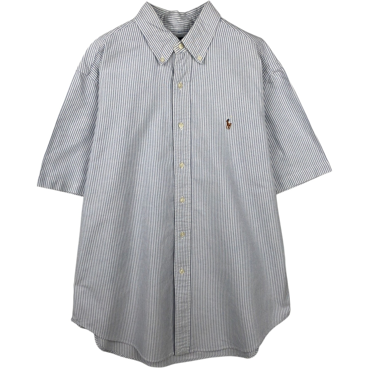 古着 ラルフローレン Ralph Lauren CLASSIC FIT 半袖 ボタンダウン ストライプシャツ メンズL相当/eaa644819