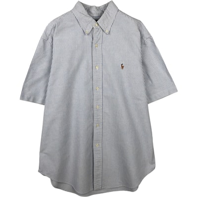 古着 ラルフローレン Ralph Lauren CLASSIC FIT 半袖 ボタンダウン ストライプシャツ メンズL相当/eaa644819