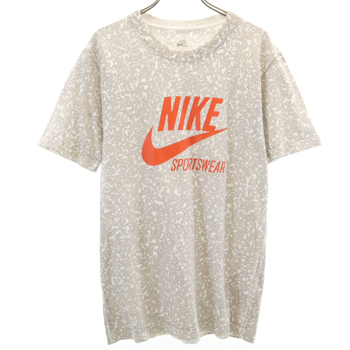 NIKE ナイキ 総柄 半袖 Tシャツ M グレージュ