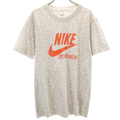 NIKE ナイキ 総柄 半袖 Tシャツ M グレージュ