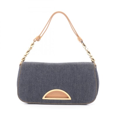 ディオール Dior マリスパール ハンドバッグ バッグ デニム レザー レディース ネイビー系 / ベージュ系 【中古】