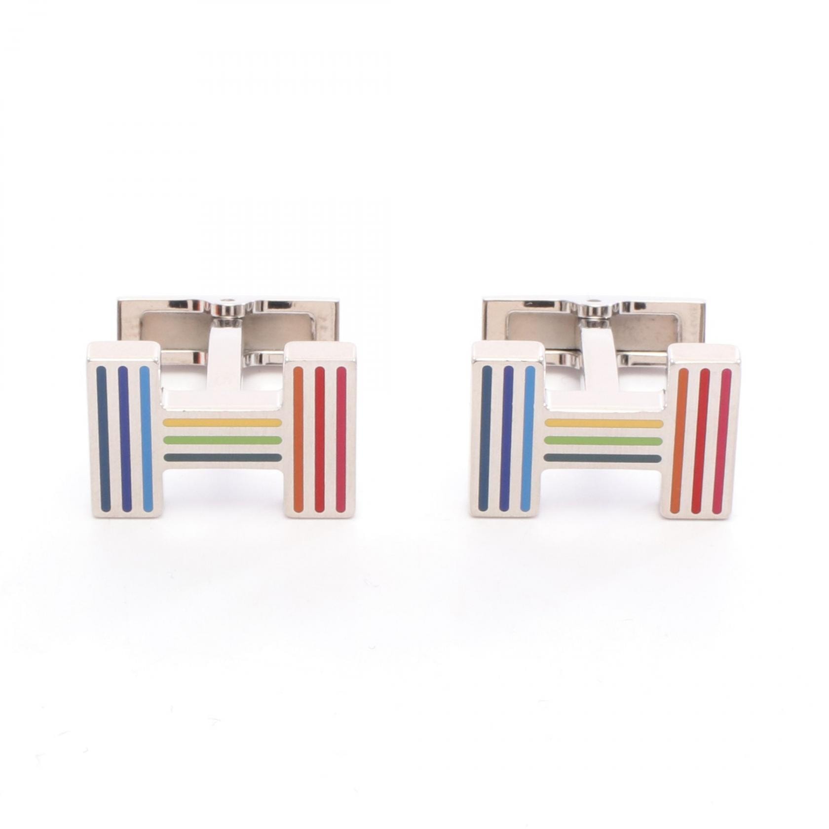 やや傷や汚れあり】エルメス HERMES カフリンクス クイズレインボー