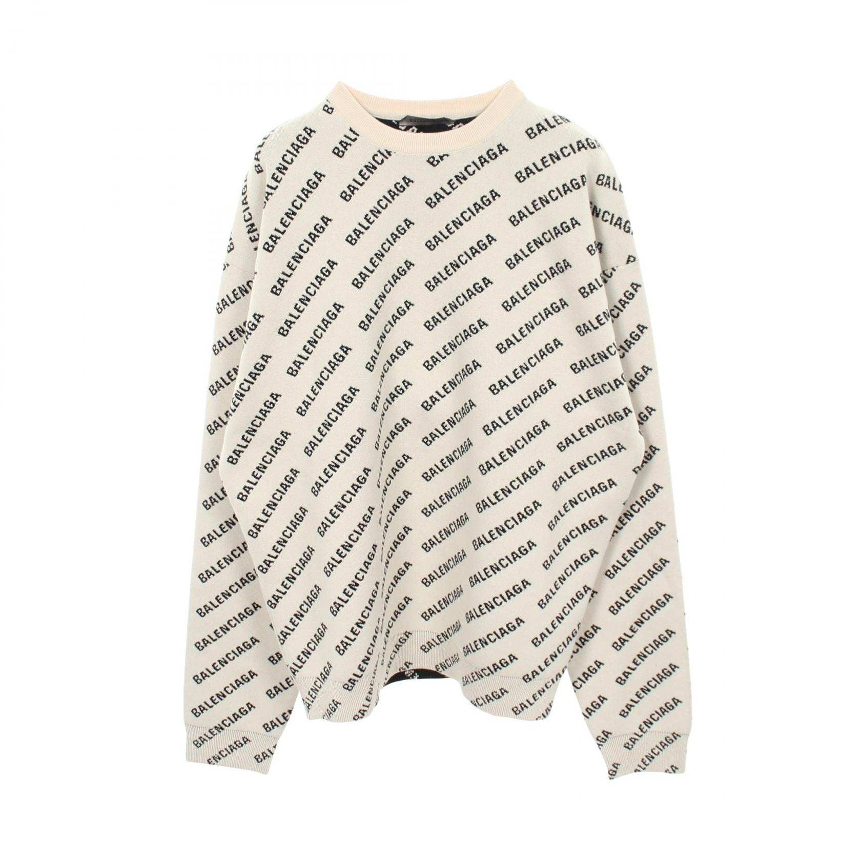 バレンシアガ BALENCIAGA ニット 衣料品 トップス コットン ウール メンズ ホワイト系 / ブラック系 【中古】
