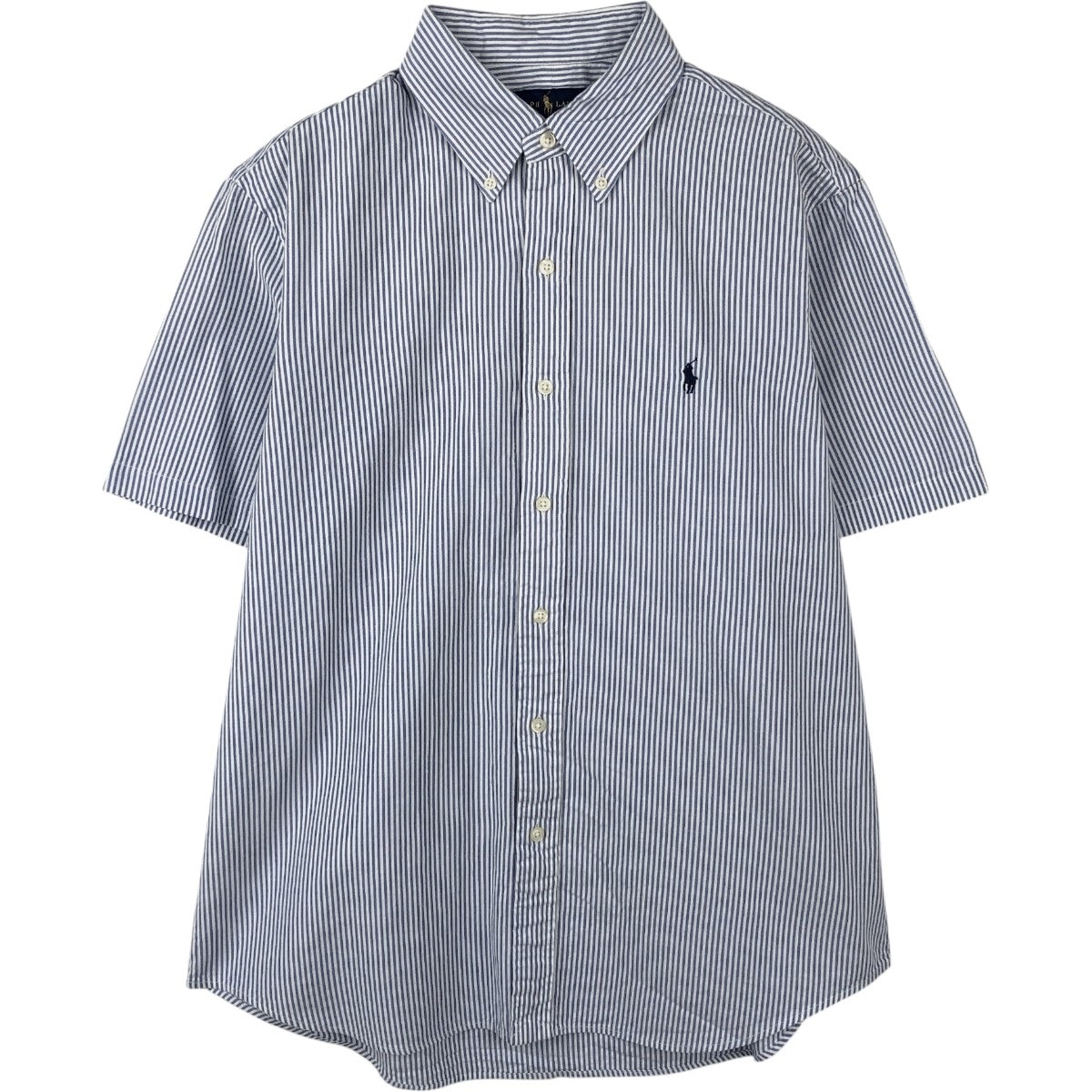 古着 ラルフローレン Ralph Lauren SEERSUCKER シアサッカー 半袖 ボタンダウン ストライプシャツ メンズL相当/eaa665042