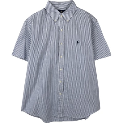 古着 ラルフローレン Ralph Lauren SEERSUCKER シアサッカー 半袖 ボタンダウン ストライプシャツ メンズL相当/eaa665042