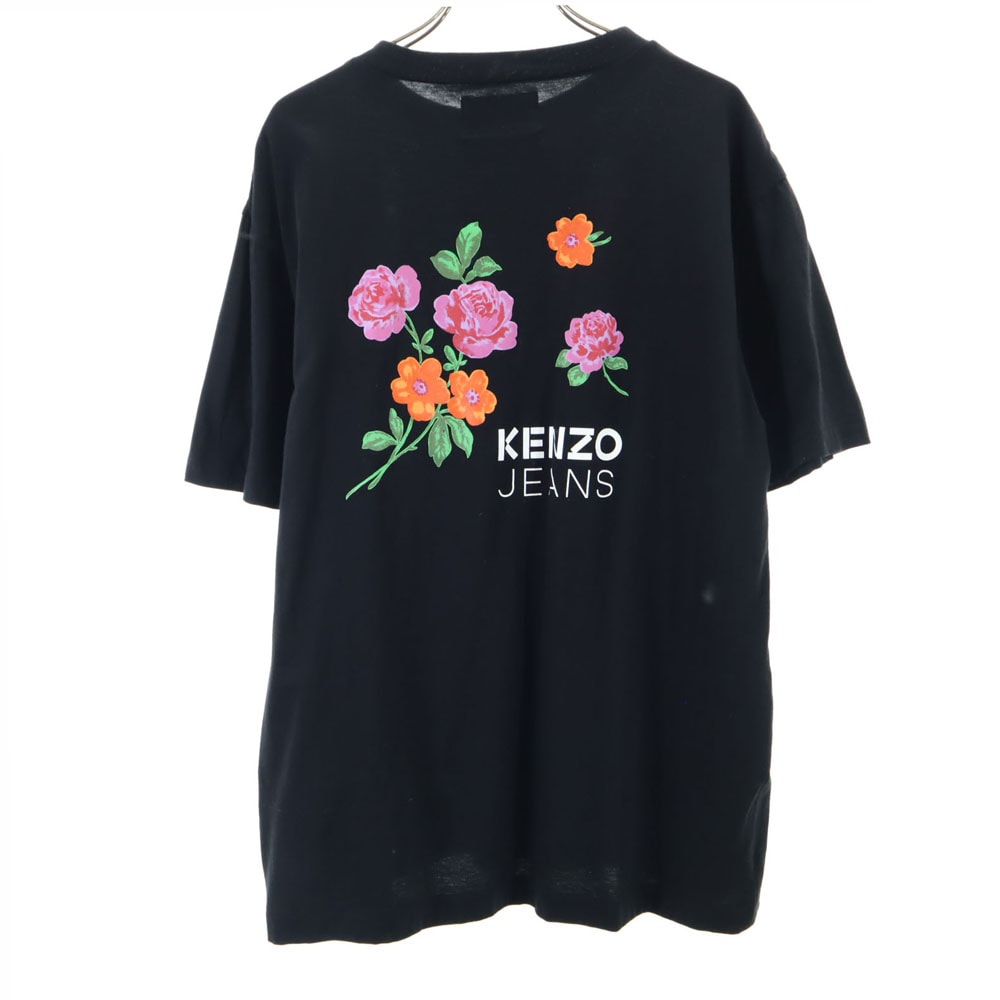 KENZO JEANS ケンゾージーンズ 90s 日本製 北斎タグ オールド バックプリント 半袖 Tシャツ FREE ブラック