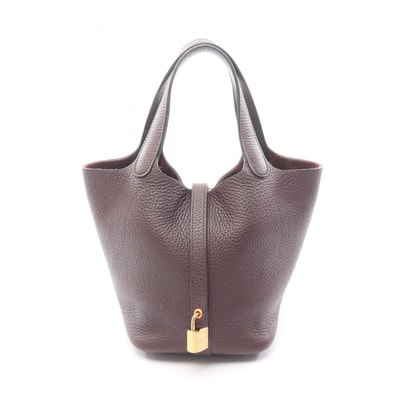 エルメス HERMES ピコタンロックPM エクラ ハンドバッグ バッグ レザー トリヨンクレマンス / ヴォースイフト トリヨンクレマンス ルージュセリエ U刻印(2022年製造) レディース ボルドー系 / ネイビー系 / キャバン 【中古】