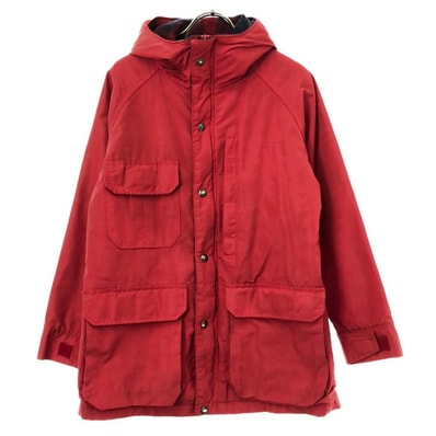 WOOLRICH ウールリッチ 80s USA製 ヴィンテージ 紺タグ フーディー ジャケット レッド 裏チェック柄