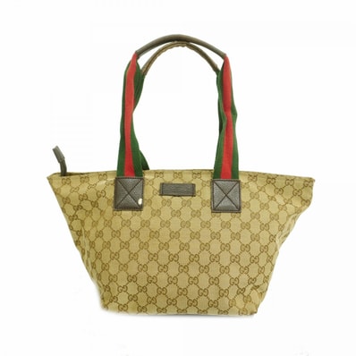 【6fb2847-k】グッチ トートバッグ GGキャンバス/シェリーライン 131230 キャンバス ベージュ シルバー金具【中古】レディース