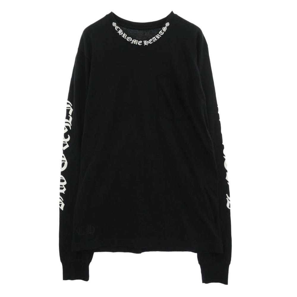 CHROME HEARTS クロムハーツ(原本無) CH LS 1 ネックロゴ アームプリントクルーネック 長袖 Tシャツ ブラック系 M【中古】