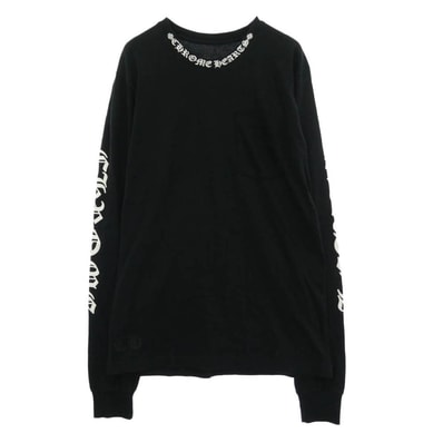 CHROME HEARTS クロムハーツ(原本無) CH LS 1 ネックロゴ アームプリントクルーネック 長袖 Tシャツ ブラック系 M【中古】