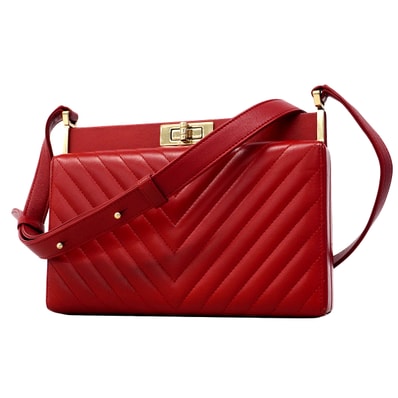 ★最終価格★SALE【6fb2952】シャネル ショルダーバッグ Vステッチ 2.55 ラムスキン レッド シャンパンゴールド金具【中古】レディース