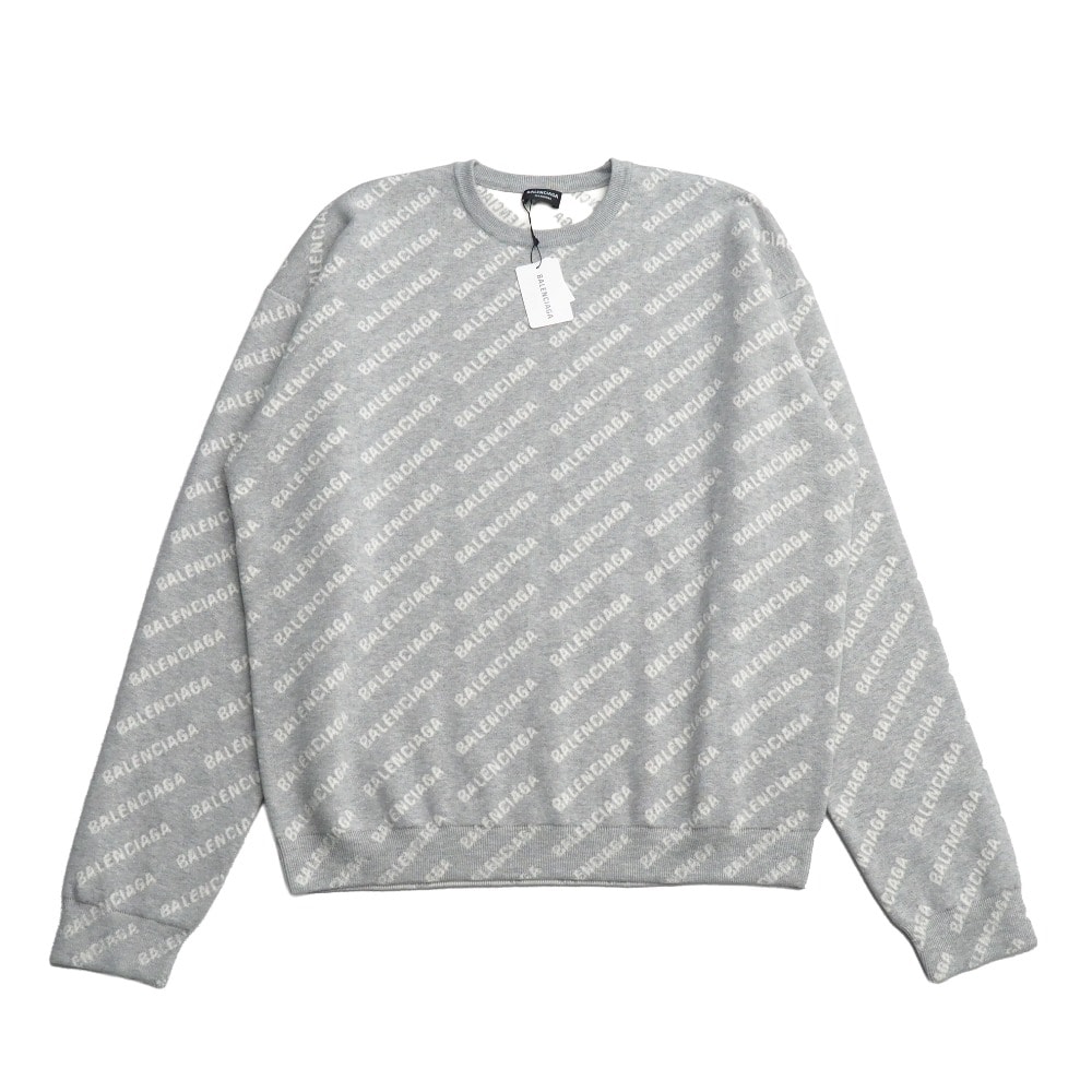 ■未使用品■2022AW■BALENCIAGA バレンシアガ ALL OVER CREWNECK セーター サイズL ロゴ 総柄 ニット イタリア製 20251127/RA6732