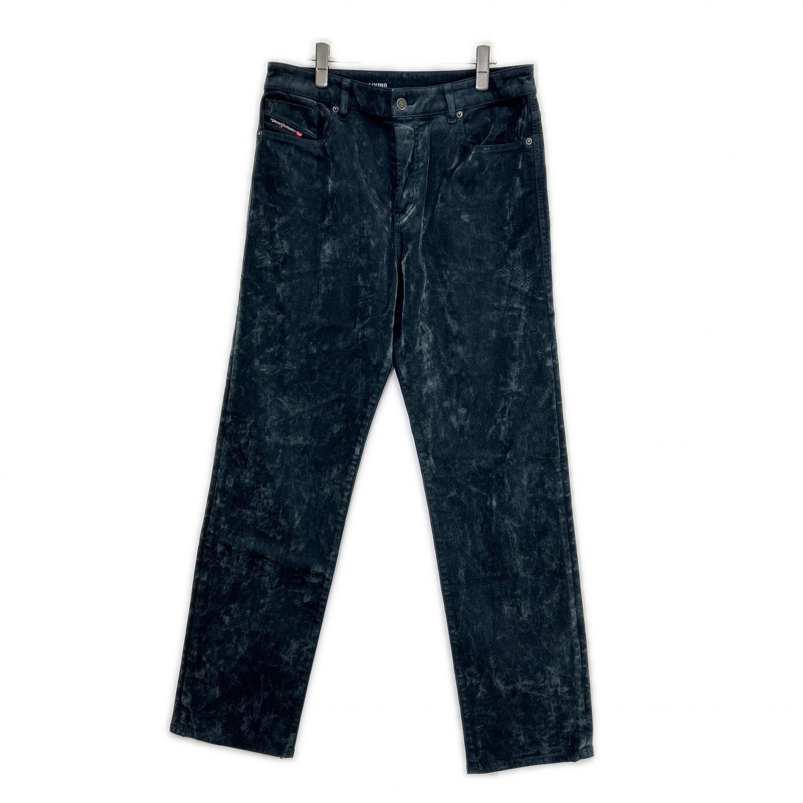 ディーゼル ブルー系 ベルベットフロック加工 ボタンフライ デニムパンツ W32