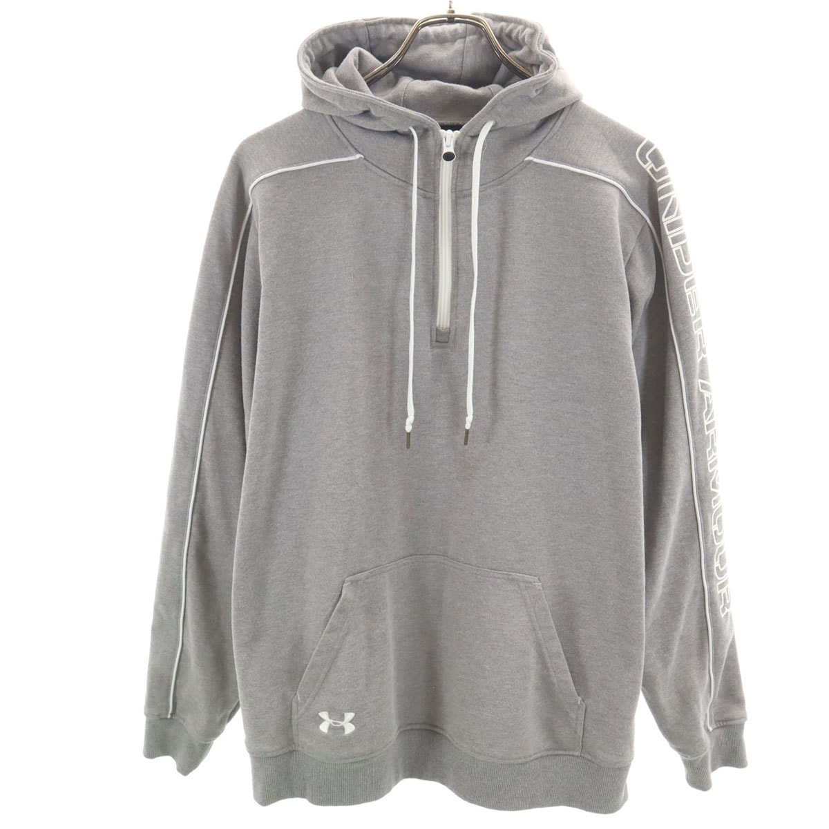 UNDER ARMOUR アンダーアーマー 長袖 ハーフジップ スウェットパーカー LG グレー プルオーバー