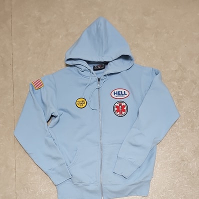 Supreme x HYSTERIC GLAMOUR Patches Zip Up Sweatshirt"Light Blue"