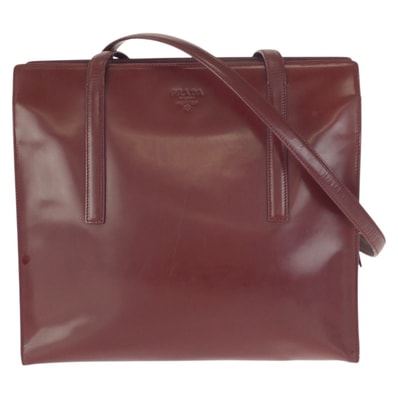 PRADA プラダ スパッツォラート ワインレッド ボルドー パテントレザー ショルダーバッグ トートバッグ 603221 【中古】