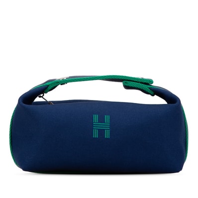 エルメス ブリッド ア ブラック PM ポーチ ハンドバッグ ブルーマリン ネイビー トワルアッシュ レディース HERMES 【中古】