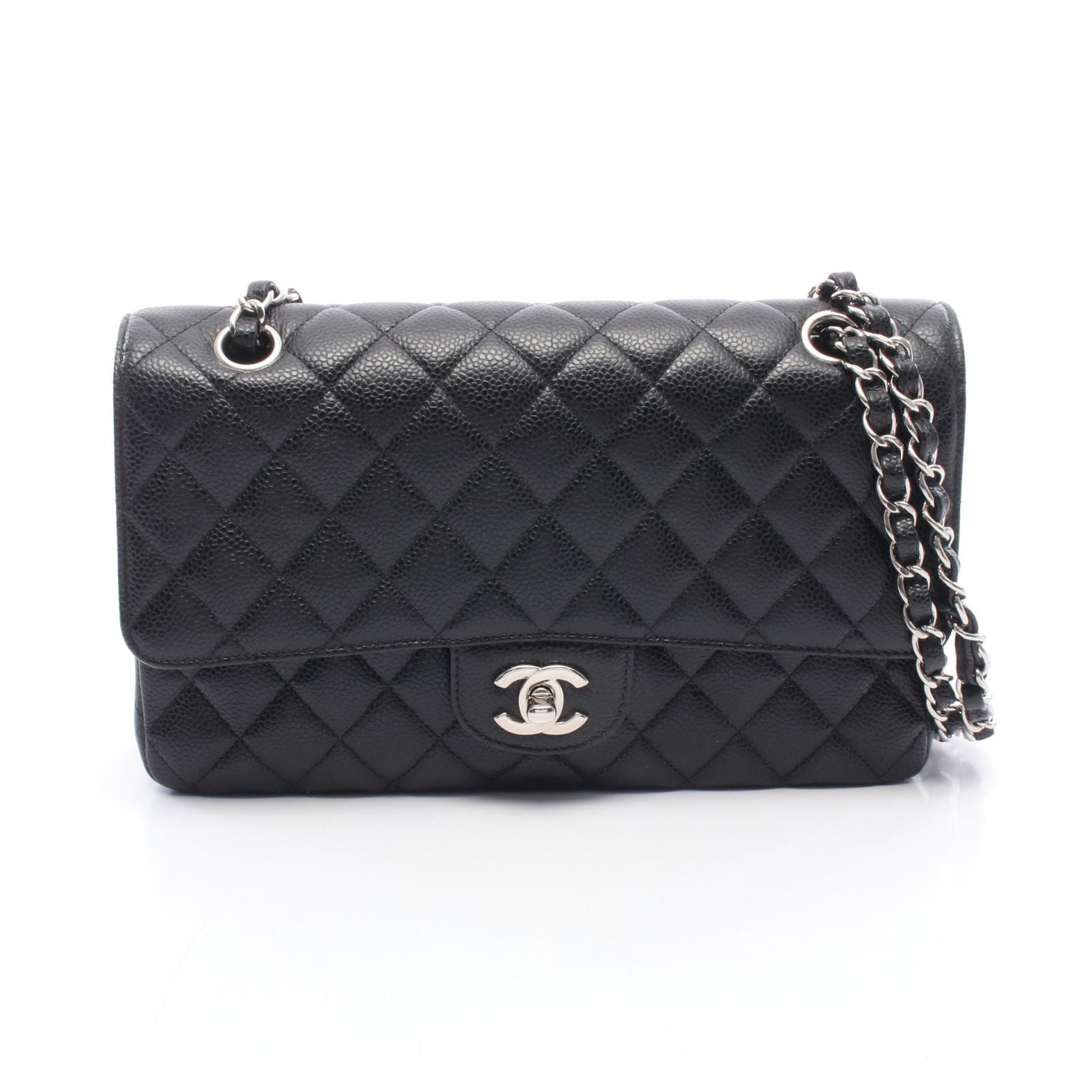 シャネル CHANEL マトラッセ Wフラップ ショルダーバッグ バッグ キャビアスキン(グレインドカーフ) レディース ブラック系 【中古】