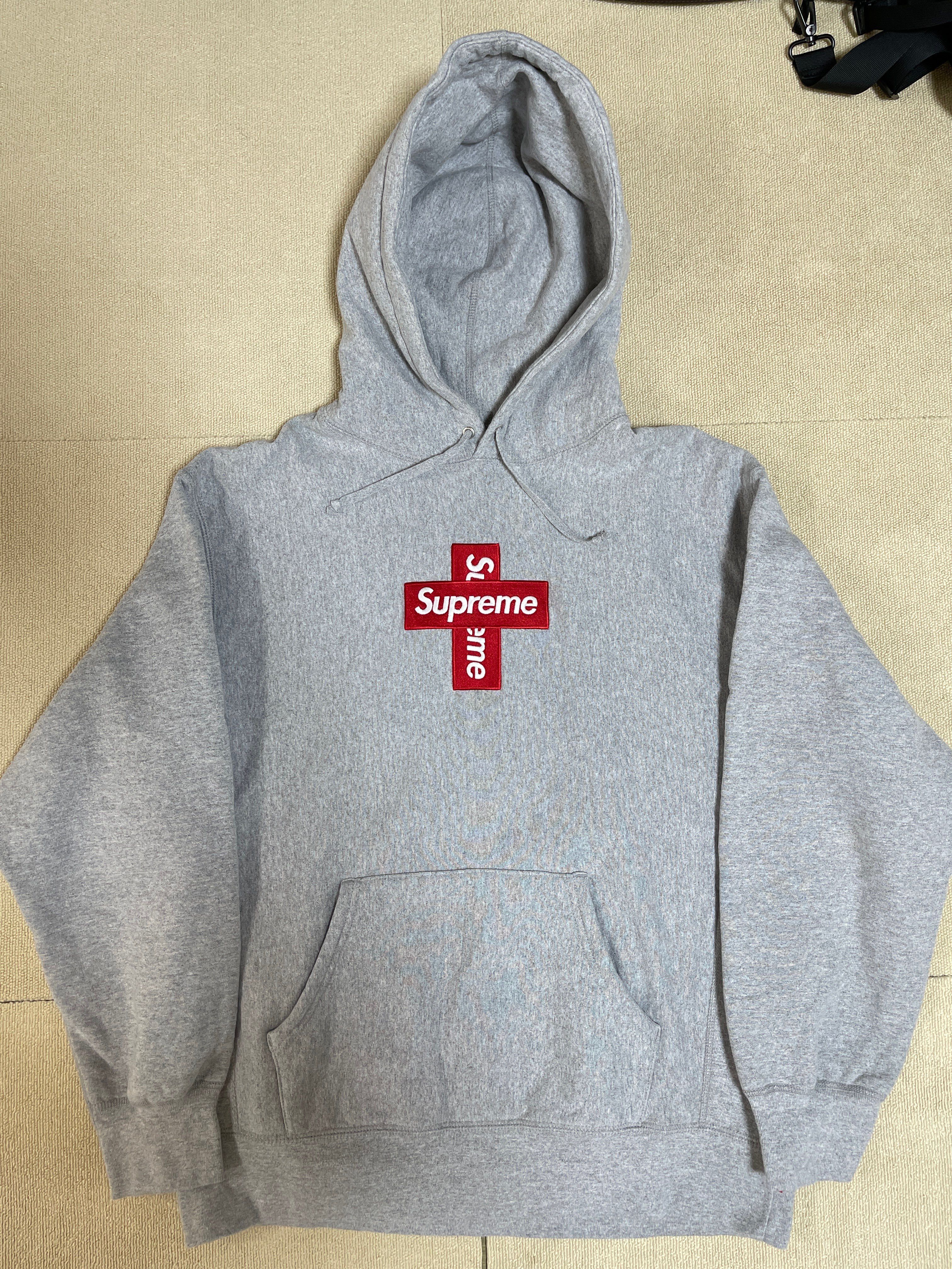 Supreme Cross Box Logo Hooded Sweatshirt "Grey"