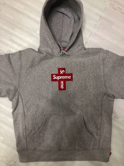 Supreme Cross Box Logo Hooded Sweatshirt "Grey"