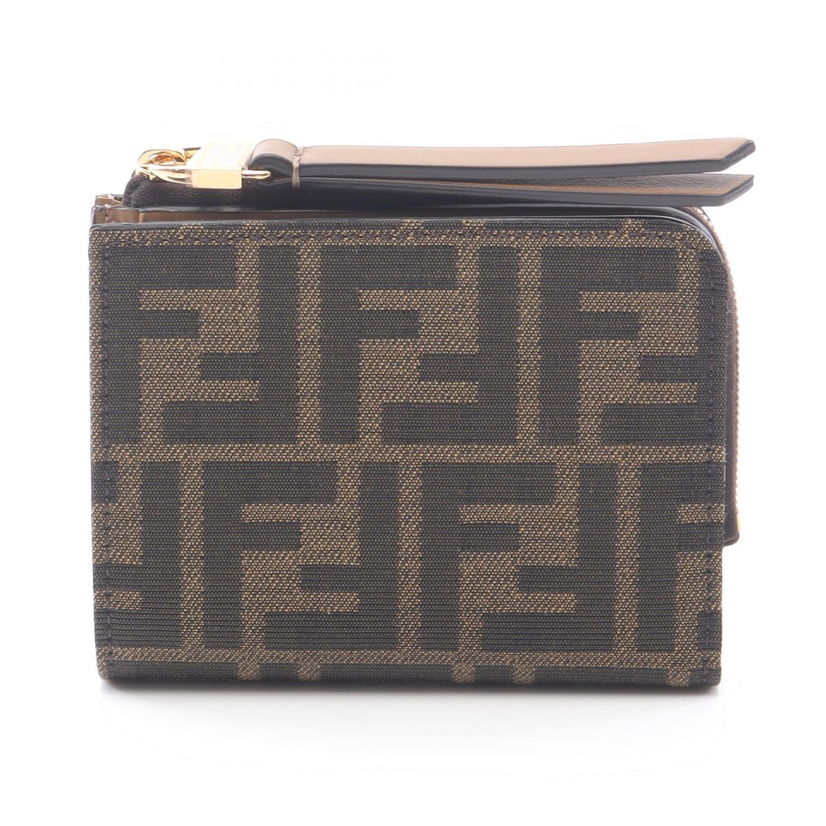 フェンディ FENDI ズッカ 二つ折り財布 財布 キャンバス レディース ブラウン系 / ブラック系 8M0519A98PF0A6E 【新品】