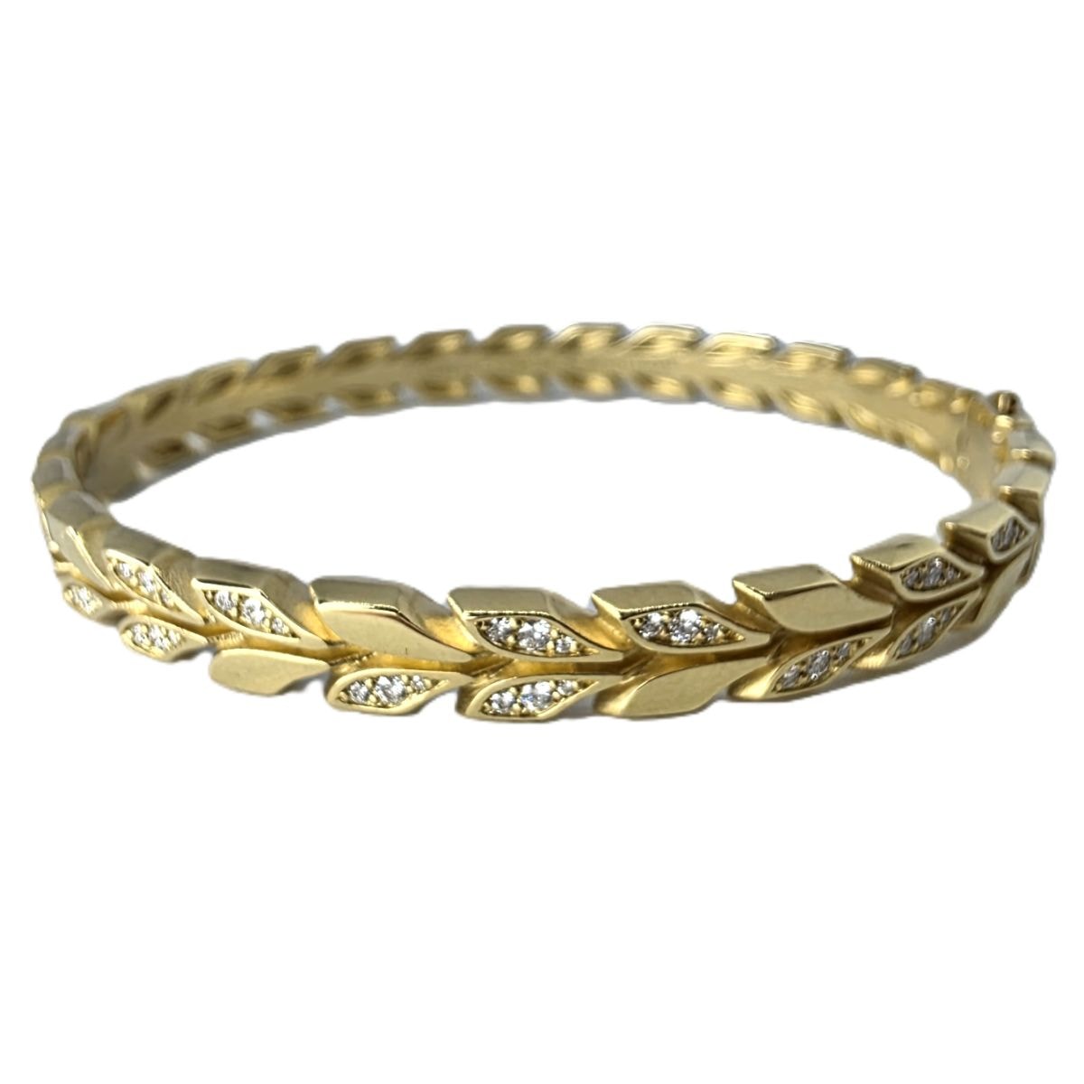 TIFFANY&Co. ティファニー ビクトリア ヴァイン  ヒンジ ダイヤモンド バングル K18YG 750 イエローゴールド 28.6g 16.4cm ブレスレット K18イエローゴールド  レディース【中古】