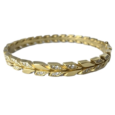 TIFFANY&Co. ティファニー ビクトリア ヴァイン ヒンジ ダイヤモンド バングル K18YG 750 イエローゴールド 28.6g 16.4cm ブレスレット K18イエローゴールド レディース【中古】