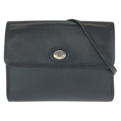 Christian Dior クリスチャンディオール ヴィンテージ ブラック 黒 シルバー金具 レザー ショルダーバッグ メッセンジャーバッグ 601759 【中古】