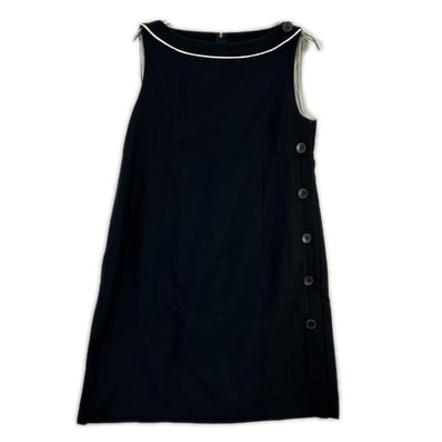 フォクシー 35717 ブラック Deauville サイドボタン ノースリーブワンピース 42