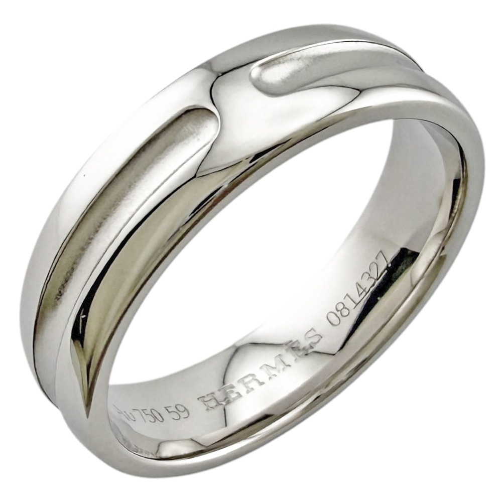 エルメス アンプラント リング 指輪 18号 18金 K18ホワイトゴールド レディース HERMES 中古