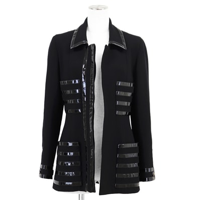 CHANEL シャネル ジャケット サイズ 36 レディース ヴィンテージ ツイード エナメルライン テーラード 長袖 ロングスリーブ アウター ブラック 黒 フランス製