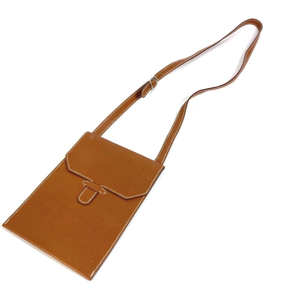 エルメス HERMES アメリ ヴィンテージ 斜め掛け ポシェット フラップ ショルダーバッグ レザー D□刻 ブラウン
