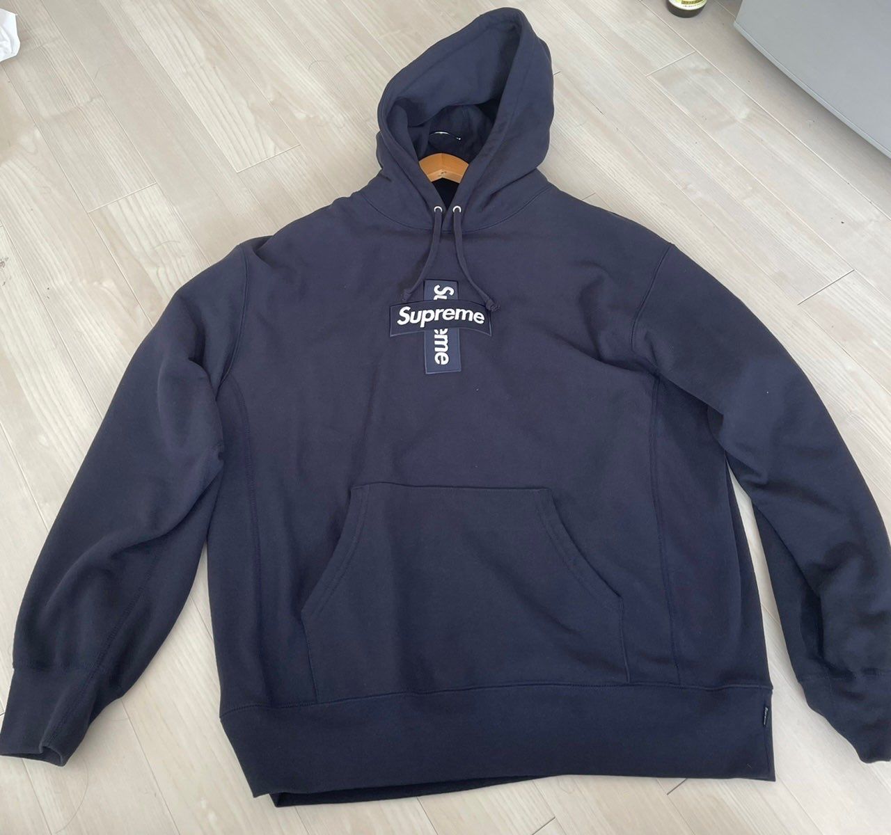 Supreme Cross Box Logo Hooded Sweatshirt "Navy"