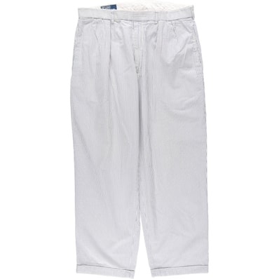 古着 ラルフローレン Ralph Lauren POLO by Ralph Lauren ストライプ柄 シアサッカー ツータック コットン スラックスパンツ メンズw35相当/eaa644453