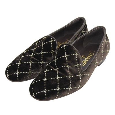 美品 シャネル スリッポン ダークブラウン レディース 35 G33126