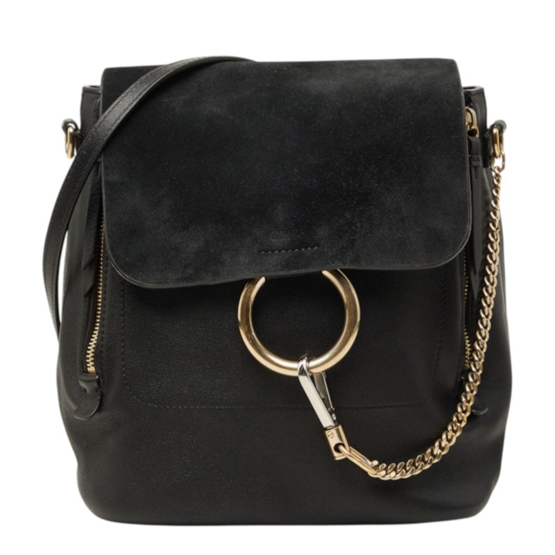 クロエ フェイ リュック バックパック ショルダーバッグ 2WAY 03 17 70 652 ブラック レザー スウェード レディース Chloe 【中古】