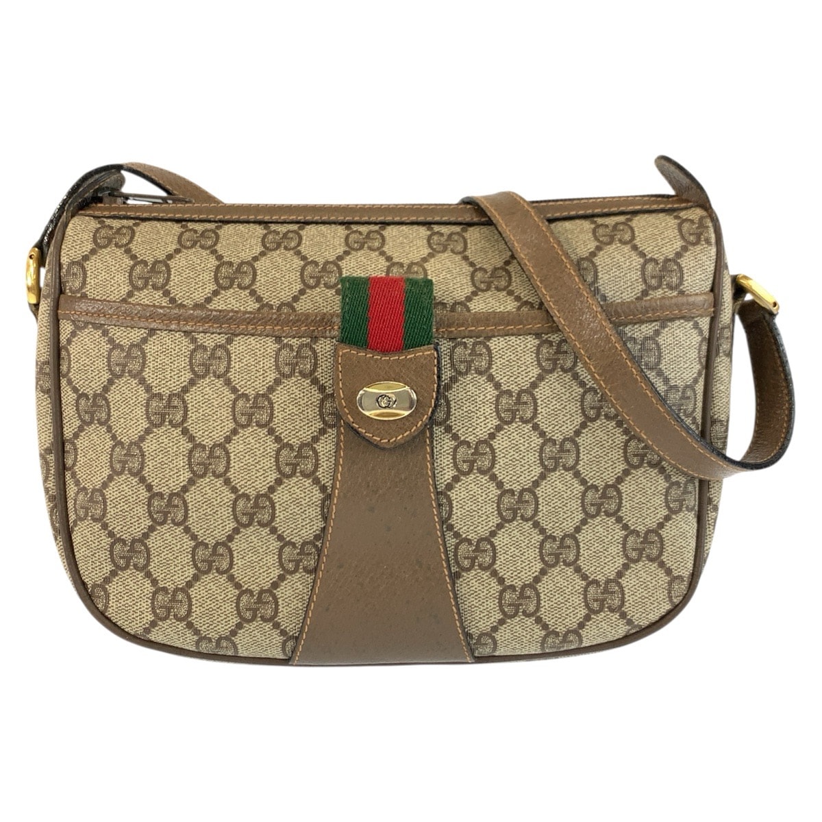 GUCCI グッチ ヴィンテージ シェリーライン ベージュ ブラウン GGスプリームキャンバス ショルダーバッグ ポシェット 603207 【中古】
