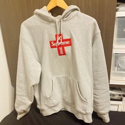 Supreme Cross Box Logo Hooded Sweatshirt "Grey"