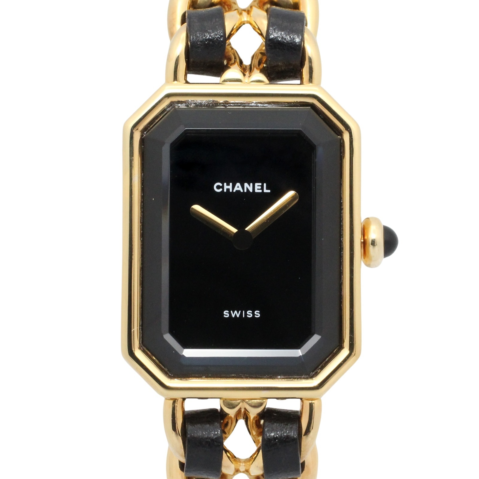 シャネル CHANEL プルミエール S 腕時計 時計 GP(ゴールドメッキ) レザー レディース ブラック系 H0001 【中古】