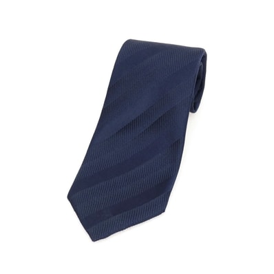 【中古】ジョルジオアルマーニ GIORGIO ARMANI シルク ストライプ柄ネクタイ ネイビー【メンズ】
