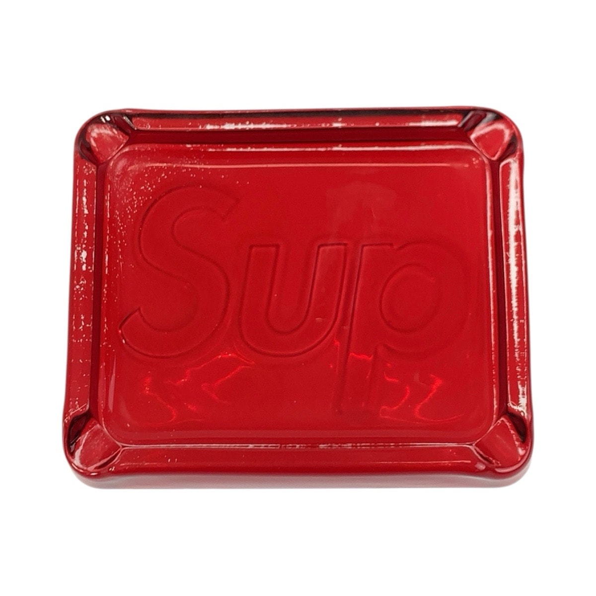 Supreme シュプリーム Debossed Glass Ashtray レッド ガラス 灰皿 アッシュトレイ 小物トレイ 604402 【中古】